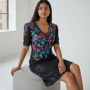 Sweelo ladies vintage cocktail dress (L) 100% silk good condition.